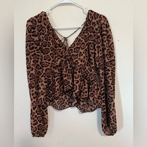 H&M Brown Leopard Print Blouse